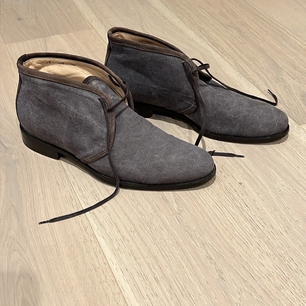 Harry’s of London Howie Formal Gray Canvas Boots with Brown Suede Trim